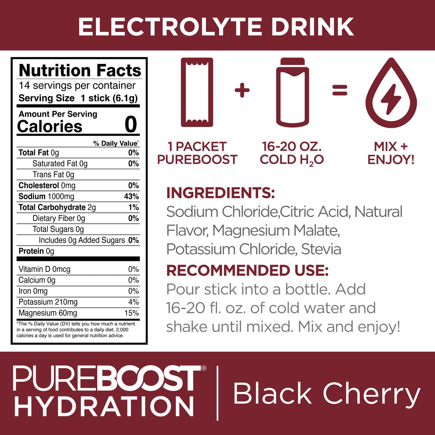 Pureboost Hydration Black Cherry 14 Pack
