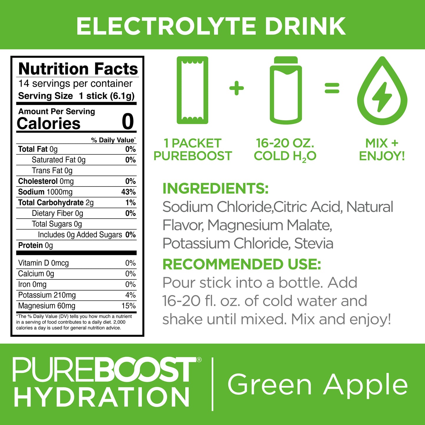 Pureboost Hydration Green Apple 14 Pack