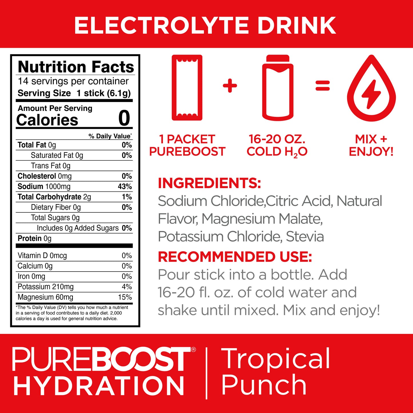 Pureboost Hydration Tropical Punch 14 Pack