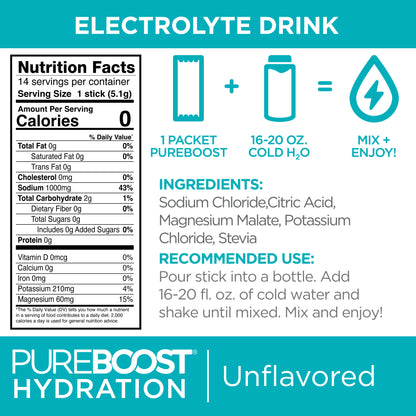 Pureboost Hydration Unflavored 14 Pack